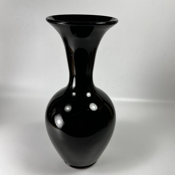 Fenton Silver Poppies On Ebony Black Burnished Silver Vase Hand Painted Signed - Picture 4 of 15